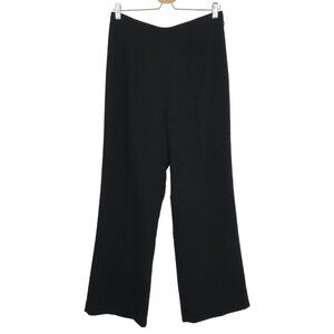 Le Suit Separates Women 10 Solid Black Pleated Front Flowy Wide Leg Career Pants